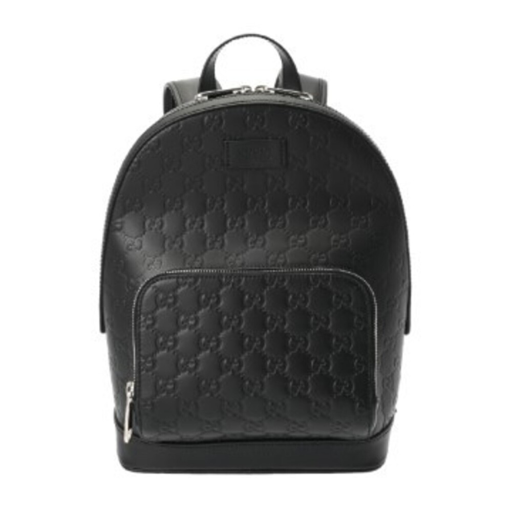 GUCCI Gucci Backpack, Guccissima, Black, 450967, Men's, Leather and Nylon, Ba...